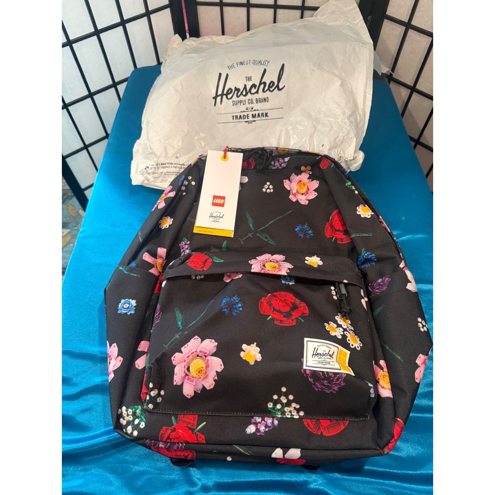 Herschel LEGO Botanical Floral Backpack Black Limited Edition NWT